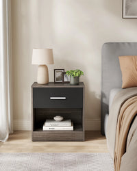 VASAGLE Bedside Table, Side Table with Drawer, Handle, Open Compartment, End Table, for Bedroom, Living Room