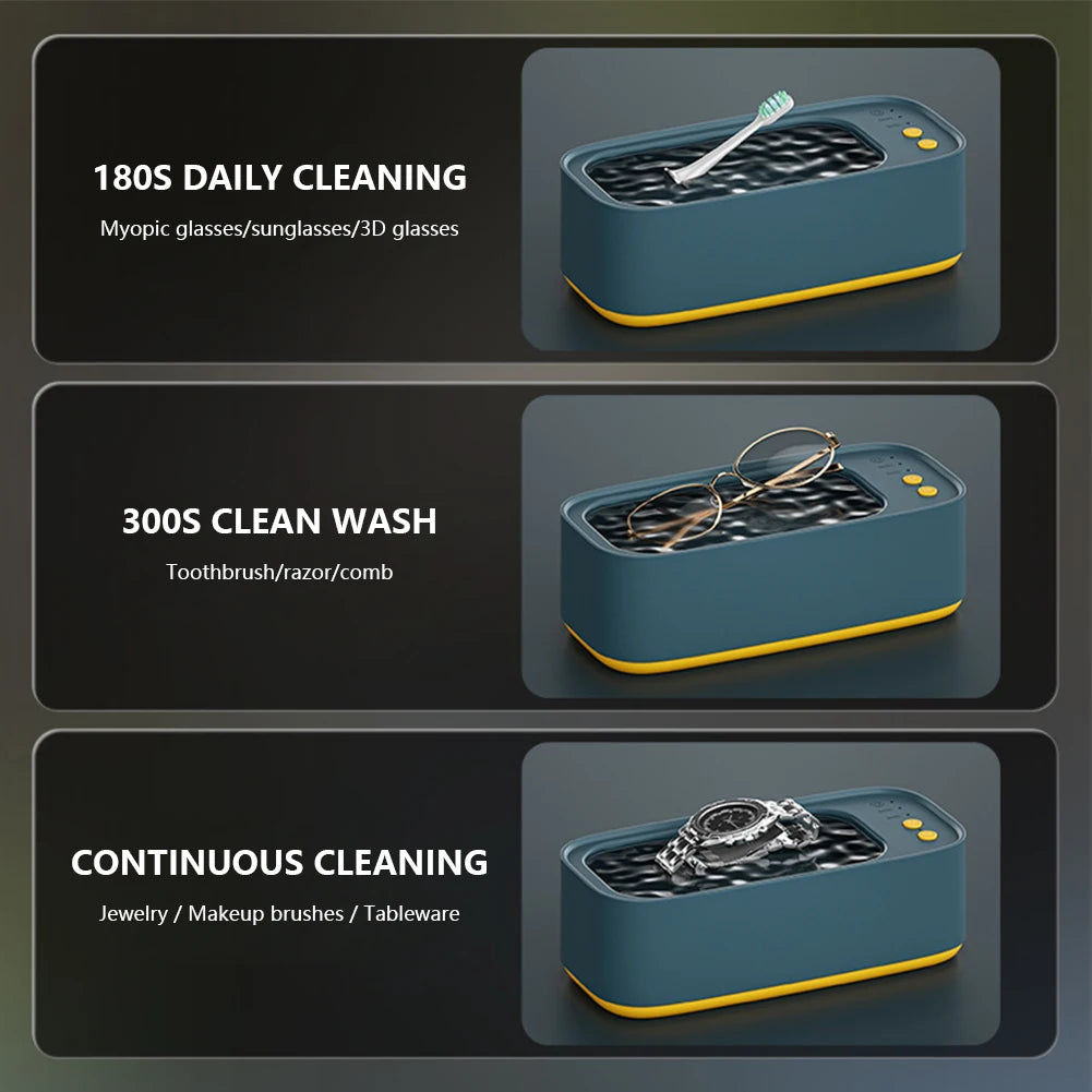 Ultrasonic High-frequency Vibration Cleaners 3 Gear 360 Degree Cleaning Machine Timing for Jewelry/Pacifier/Makeup Tool/Eyeglass