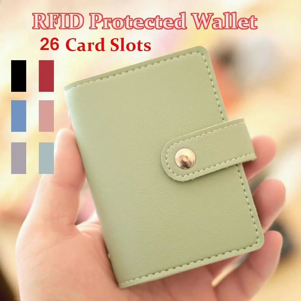 PU Leather Card Holder Wallet – 26 Slots RFID Blocking