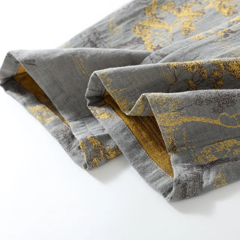 Men’s Cotton Kimono Pajama Robe – Jacquard Print Loungewear