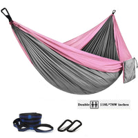Oversized Double Camping Hammock,Portable Tree Straps Hammock ,210T Nylon Travel Hammock, Lightweight Parachute Hammocks