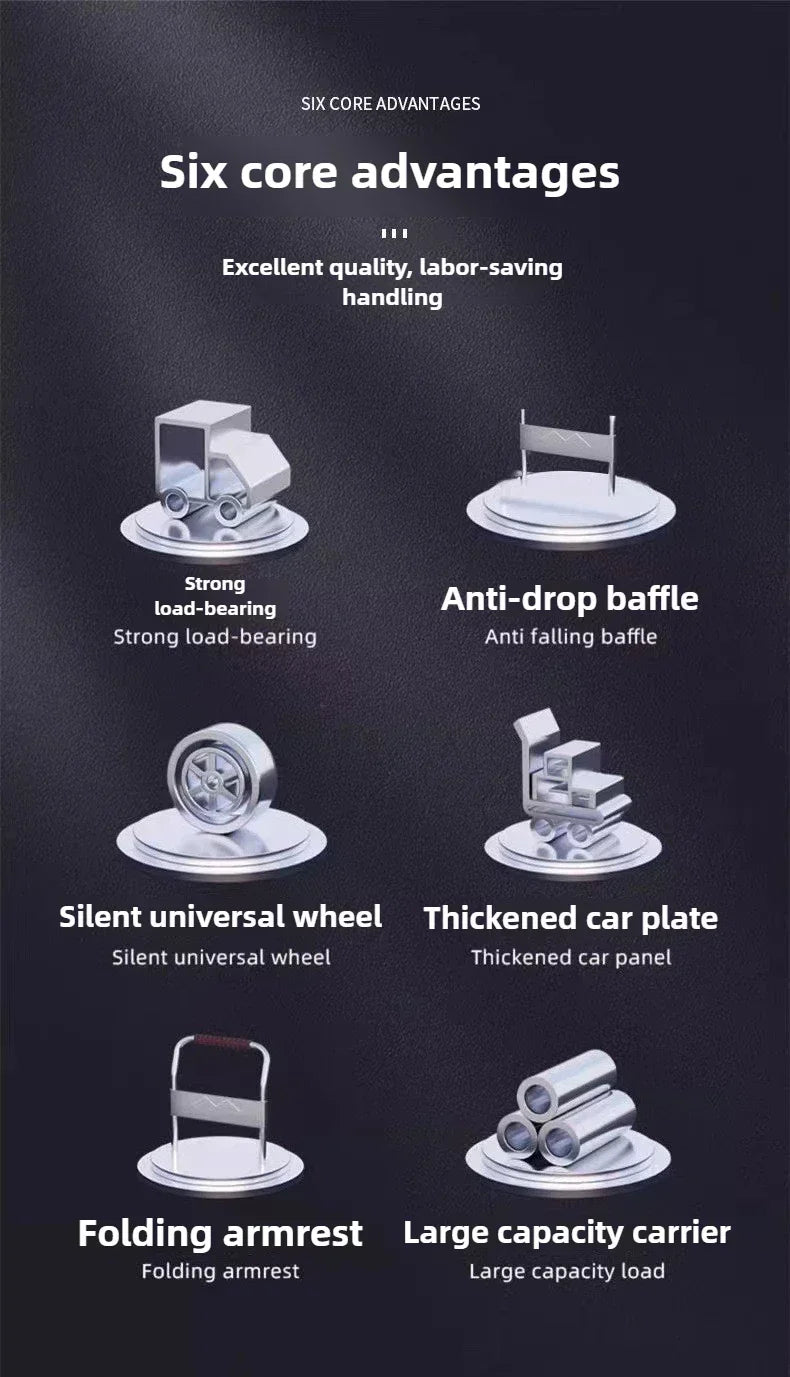 Steel plate trolley, four-wheel  truck, express pulling flatbed cart, small cart folding trailer, pushing and pulling trolley