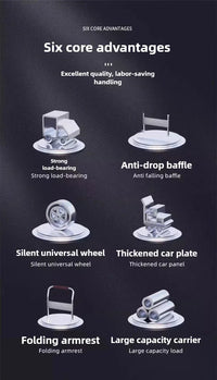 Steel plate trolley, four-wheel  truck, express pulling flatbed cart, small cart folding trailer, pushing and pulling trolley