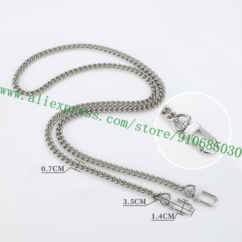 Polished Shine Stainless Metal Chain Shoulder Strap For Designer Lady Handbag Women Bag Purse Pochette Golden Silvery