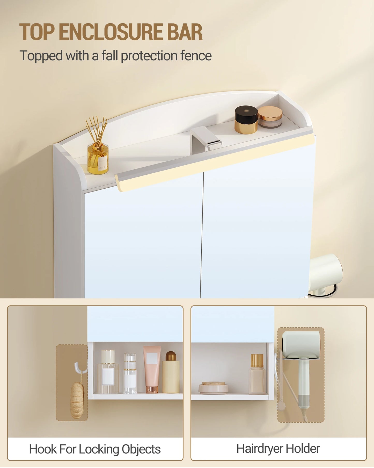 Hzuaneri Bathroom Mirror Cabinet with LED Lighting