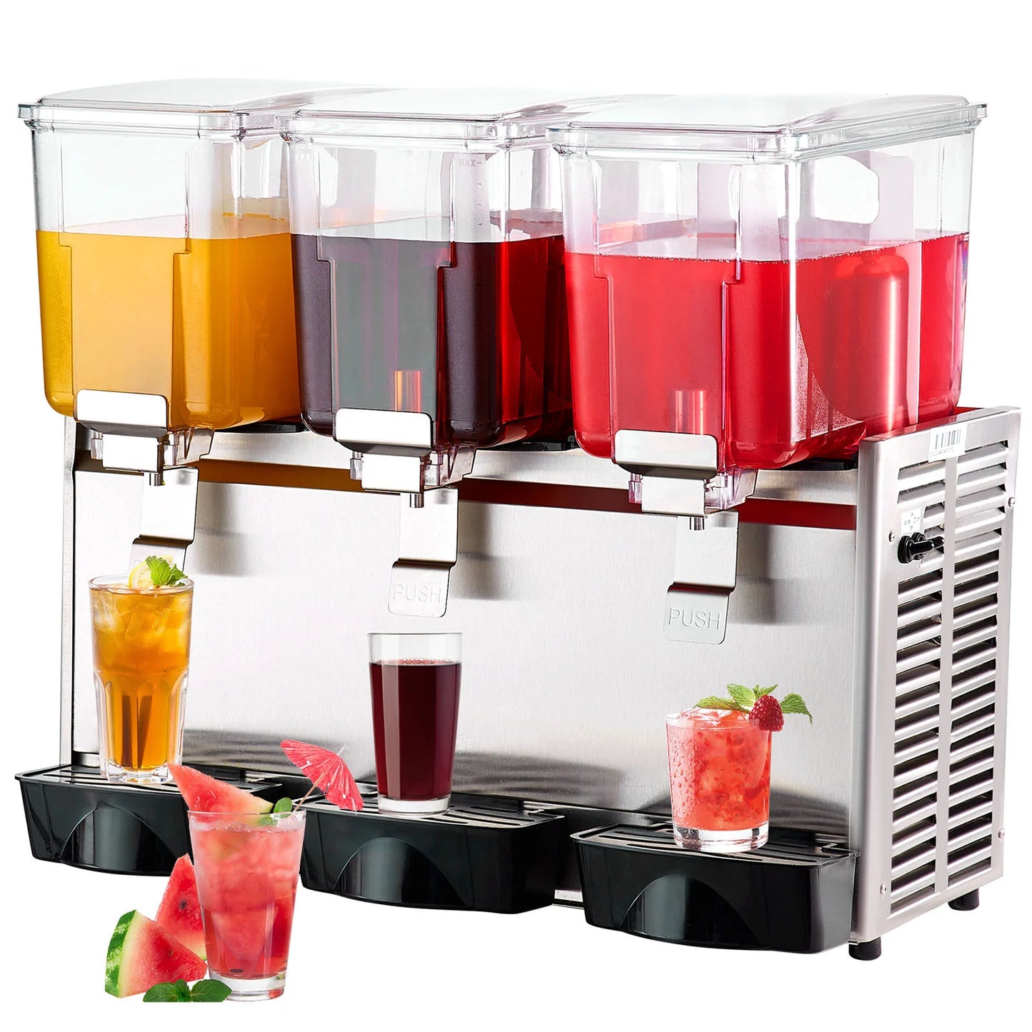 SucceBuy 2 3 Tanks Commercial Beverage Dispenser Ice Tea Drink Machine 304 Stainless Steel Juice Dispenser for Restaurant Hotel