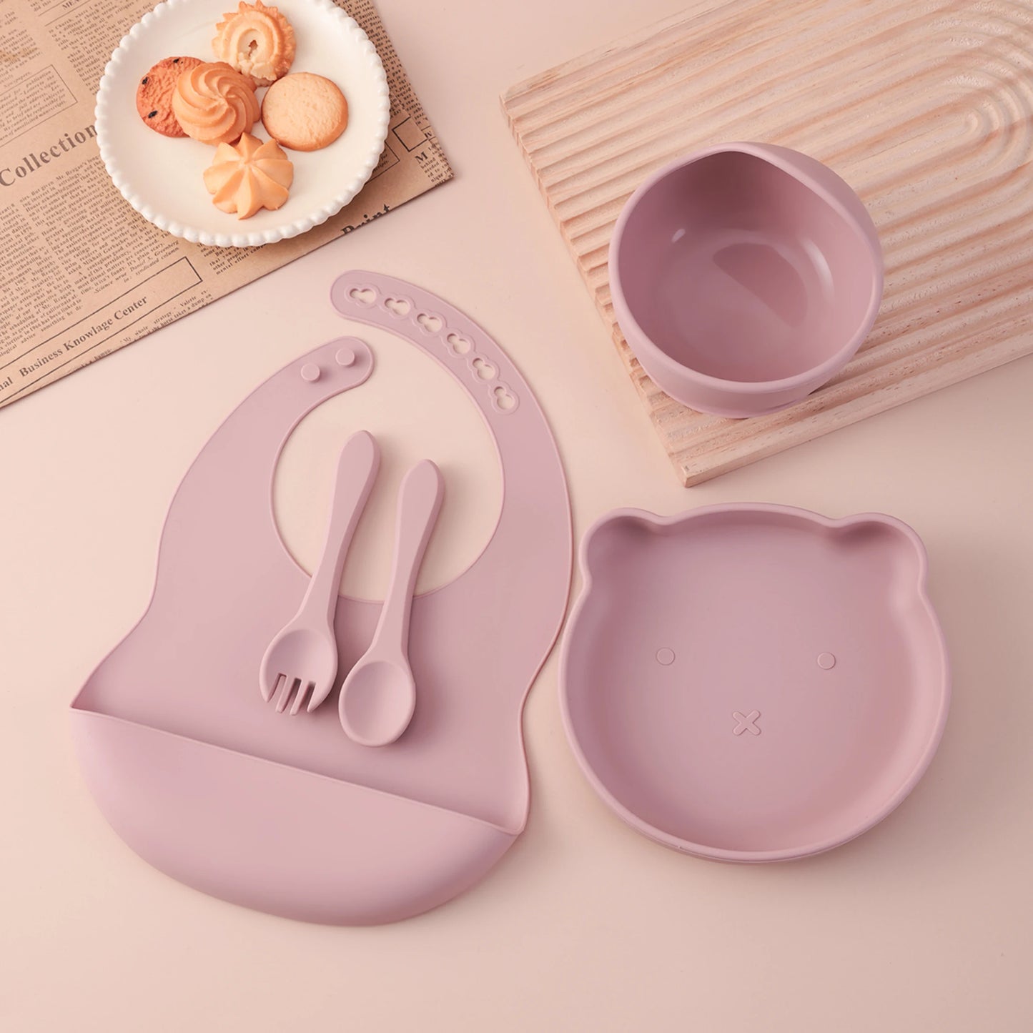 Kids 5PCS Silicone Feeding Set – BPA Free Dinnerware