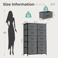 Bedside Table with 10 Fabric Drawers & Steel Frame