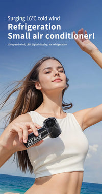 Turbos Chilled Ice Sensation Cold Fan 3000mAh Rechargeable Mini Turbos Fan 100 Speeds Outdoor Protable Handheld Air Cooling Fan