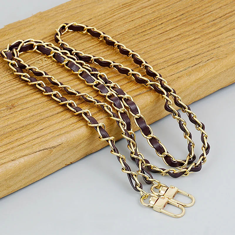 PU Leather Metal Chain Accessories Crossbody Shoulder Portable Wrist Bag Chain Strap Replacement Luggage Accessories Versatile