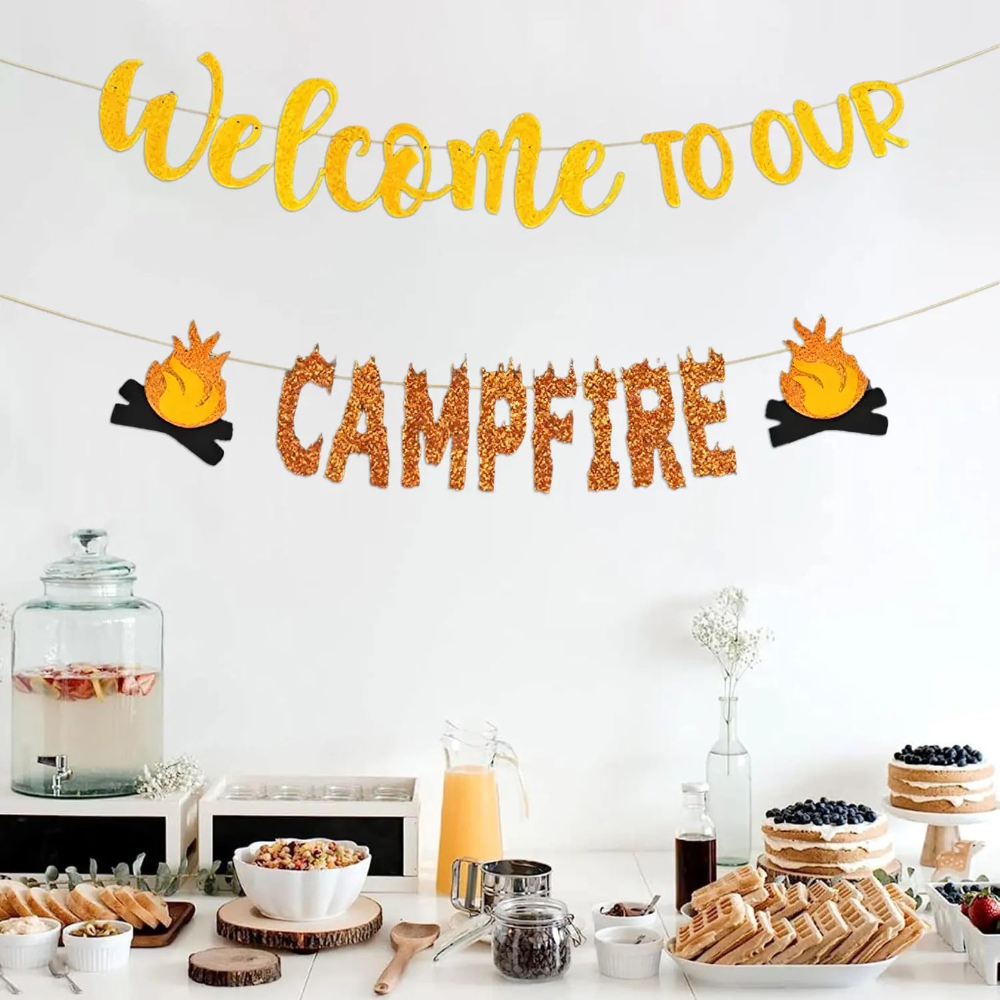 Camping Birthday Flag Party Decoration Banner