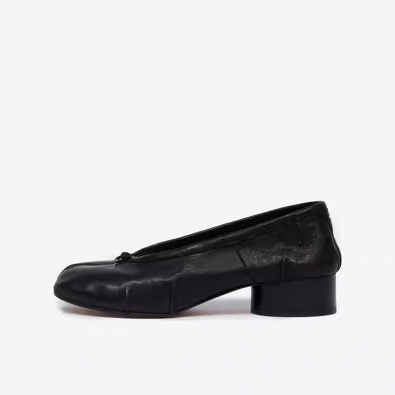 Women’s Split Toe Leather Pumps – Square Toe Heels