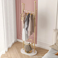 Gold Freestanding Metal Coat Rack with 6 Hooks