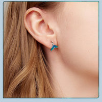 Bamoer 925 Silver Mermaid & Starfish Ocean Hoop Earrings