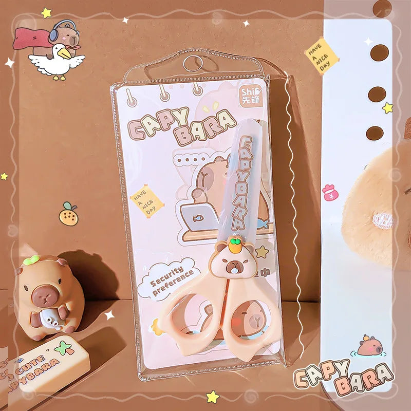 1pc School Useful Back To School Stationery Scissors Cute Capybara Craft Scissors Mini Scissors for Diy Children's Scissor
