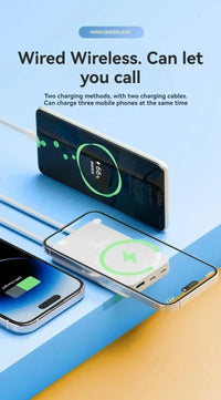 Wireless power bank, built-in cable holder, large capacity, super fast charging, power bank, magnetic, 30000mAh, new