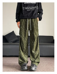Men’s Corduroy Tie-Dye Cargo Pants Loose Autumn Trousers
