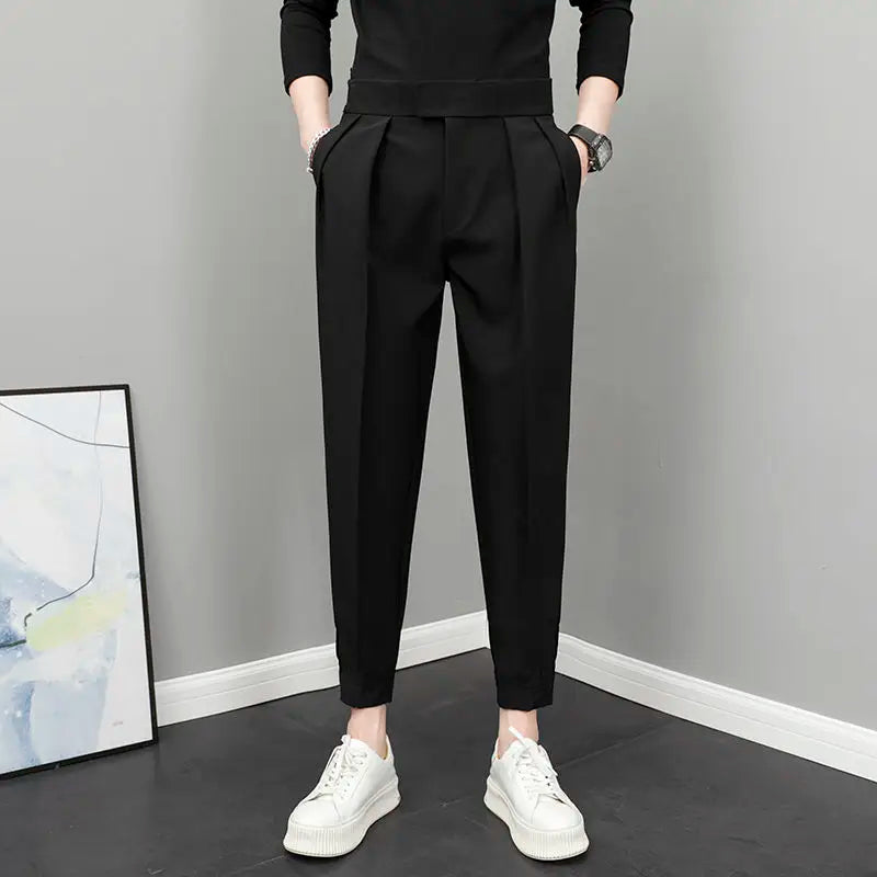 Men High Waist Casual Loose Spring Summer Pants