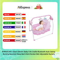 BYMAOCAR Electric Baby Crib Cradle with Bluetooth Auto-Swing