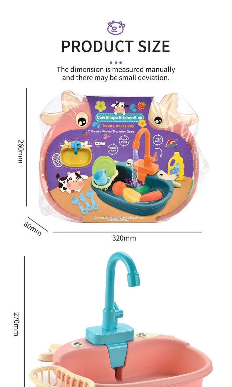 Kids Kitchen Sink Toy Set – Electric Pretend Play Dishwasher