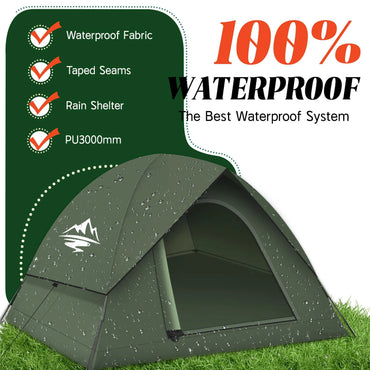 Tents for Camping 3-4 Person with Rainfly Camping Tents 100% Waterproof Windproof Tents for Camping with Removable Rainfly