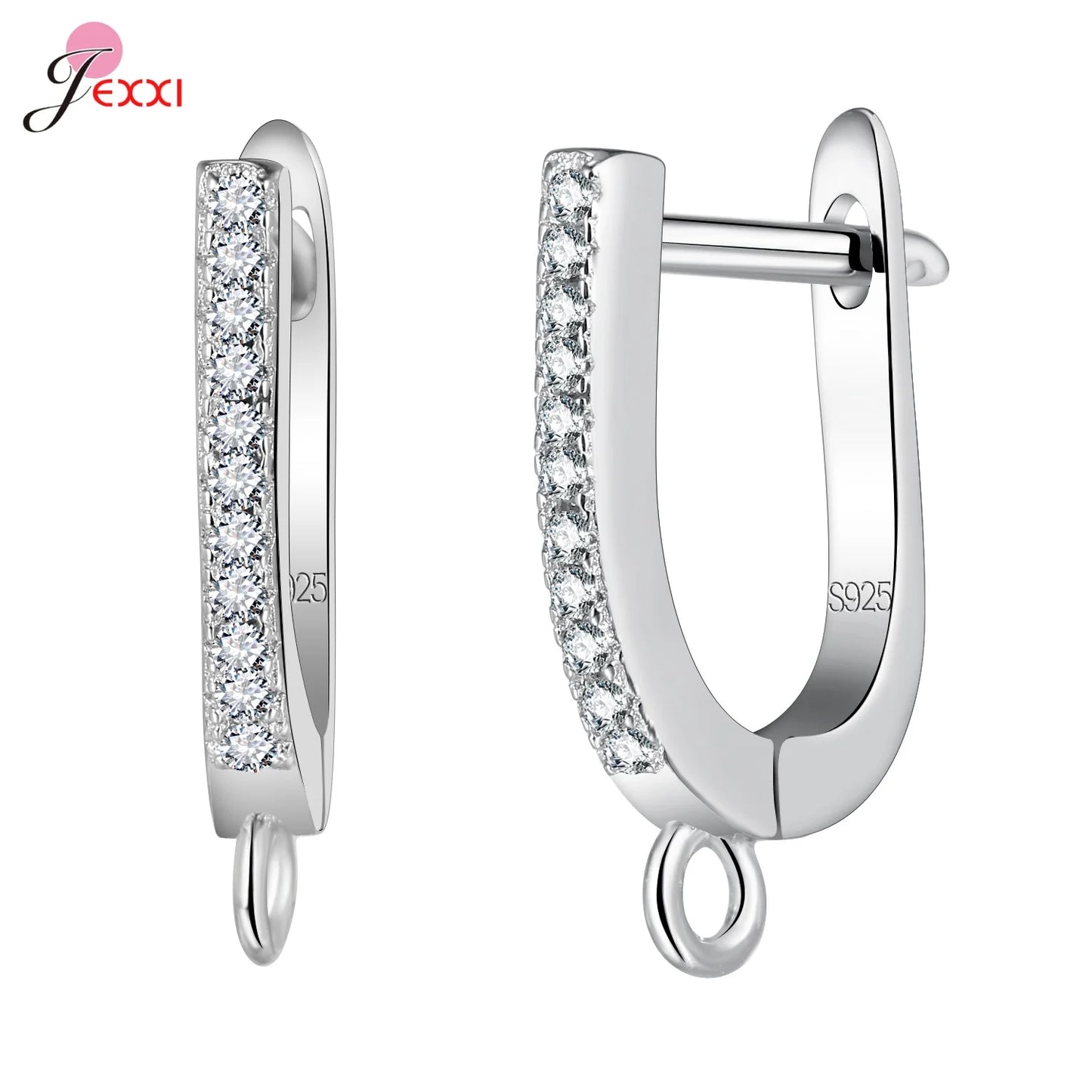 Trendy 925 Sterling Silver Earring Hooks For DIY Jewelry Makings Cubic Zirconia Earring Clasps Accessories