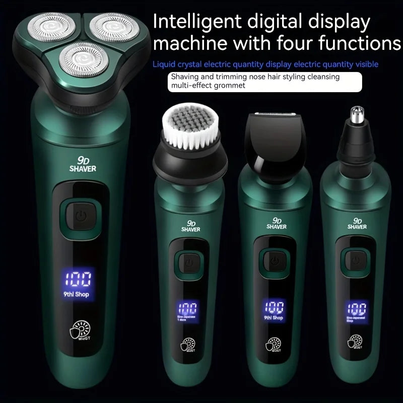 LED Digital Electric Shaver with Trimmer & Nose Hair