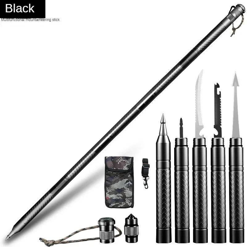Outdoor Mountaineering Stick Multi Functional Self Defense Stick Car Mounted Tactical Mountain Camping Supplies Set Tools