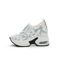 2023Women's Shoes  Autumn New Casual Small White Shoes Rhinestone Platform Sports Air Cushion Shoes Plus Size Zapatos De Mujer