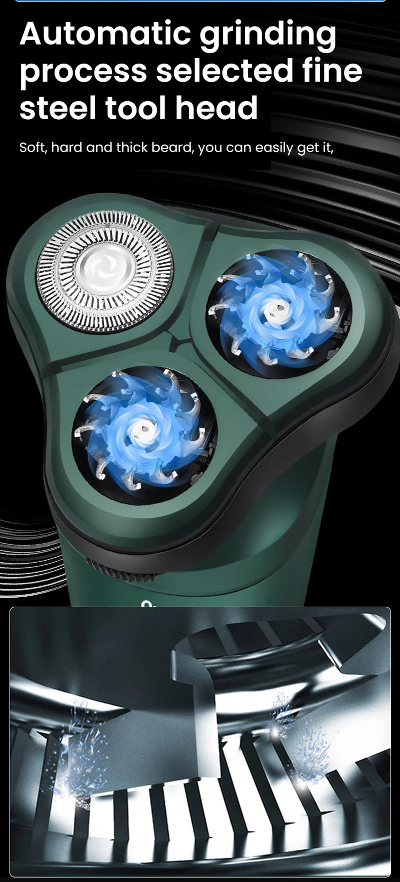 LED Digital Electric Shaver with Trimmer & Nose Hair