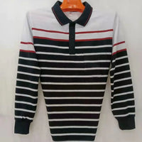 Men’s Striped Polo Shirt – Long Sleeve Cotton Casual