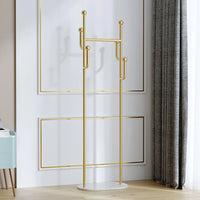 Gold Freestanding Metal Coat Rack with 6 Hooks
