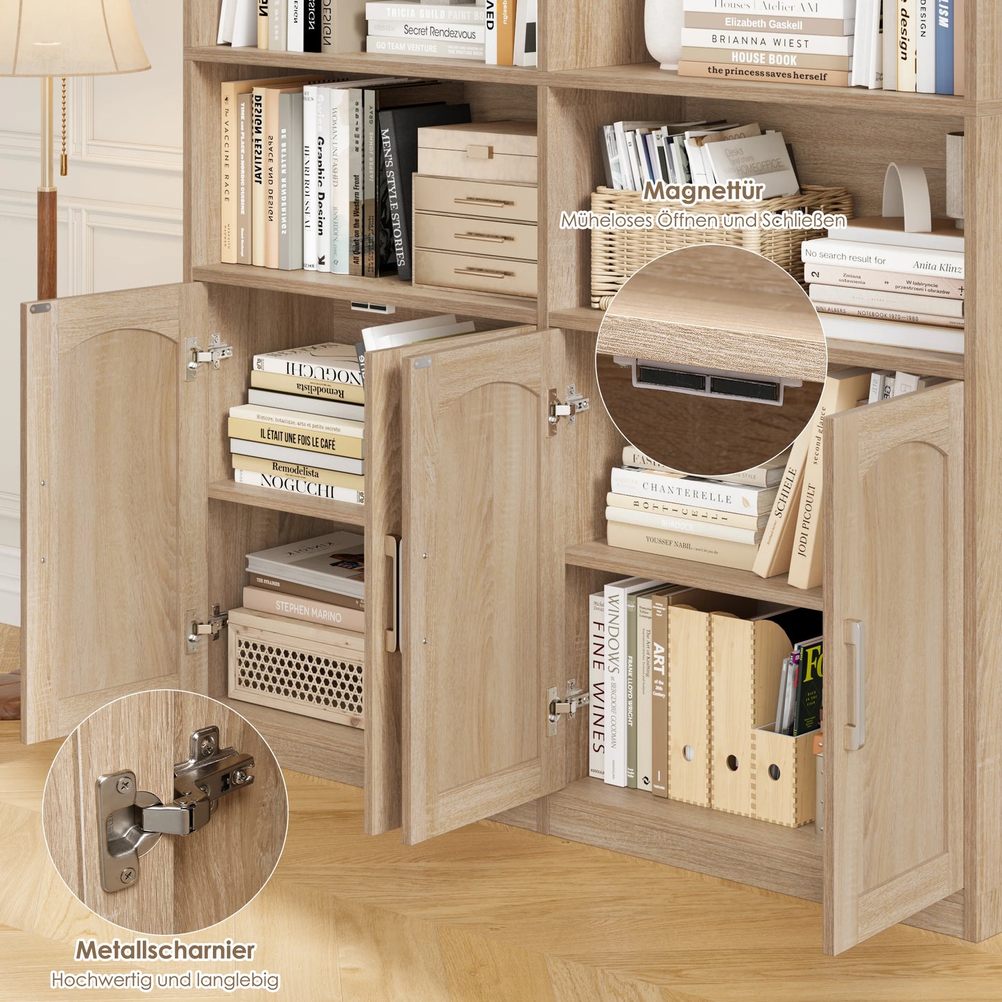 Getone Bookshelf Wardrobe with 12 Compartments & Doors