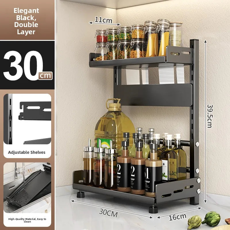 Multi-Layer Kitchen Storage Rack Carbon Steel for Spices and Tools
