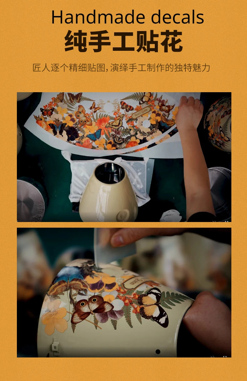 Retro Handmade Decals Automatic Electric Kettle Water Boiler 304Stainless Steel Thermometer Anti-Dry 1800w 1.8L