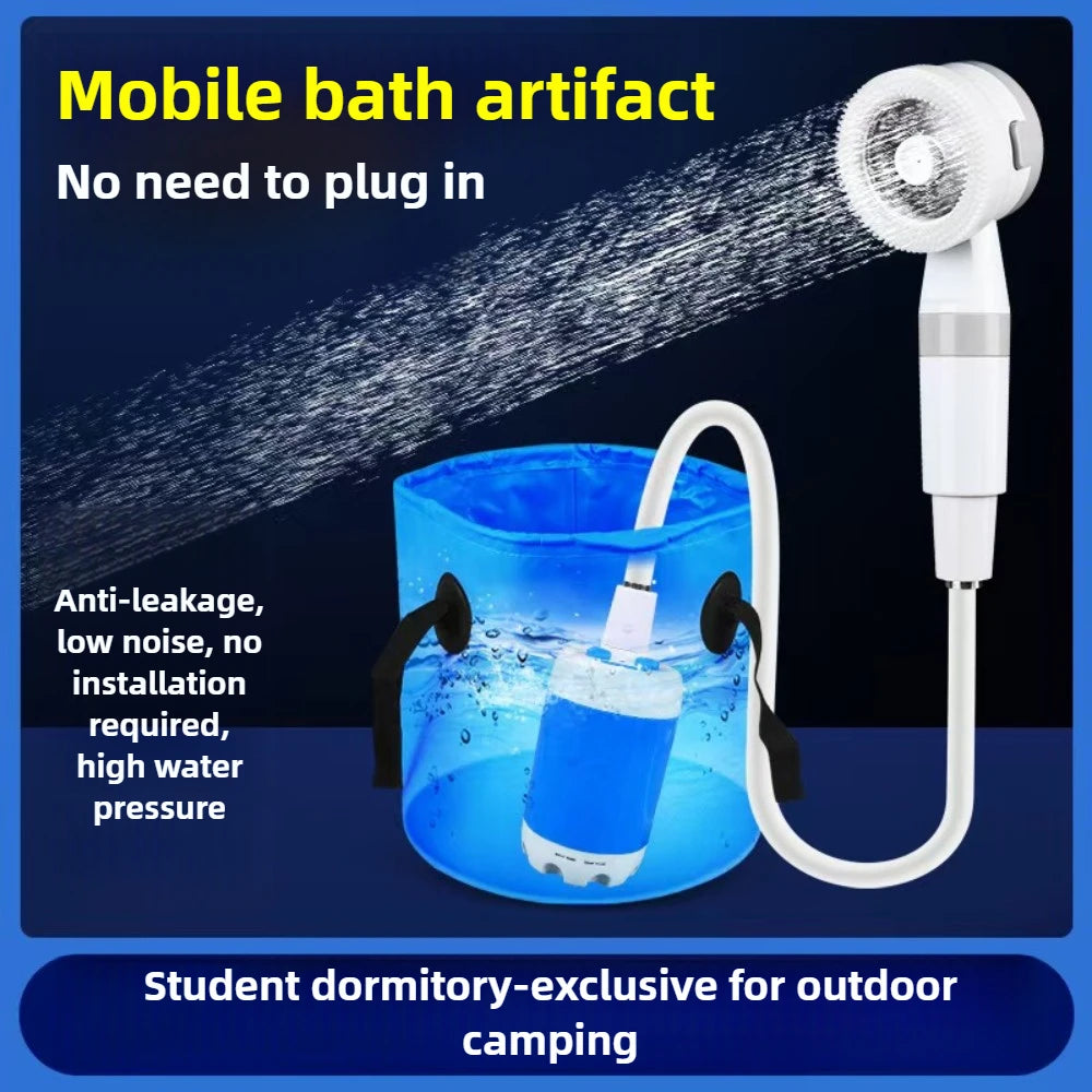 Outdoor Portable Shower Gadget Construction Site Dormitory Camping Simple Mobile Shower Wireless Shower Rechargeable Water Pump