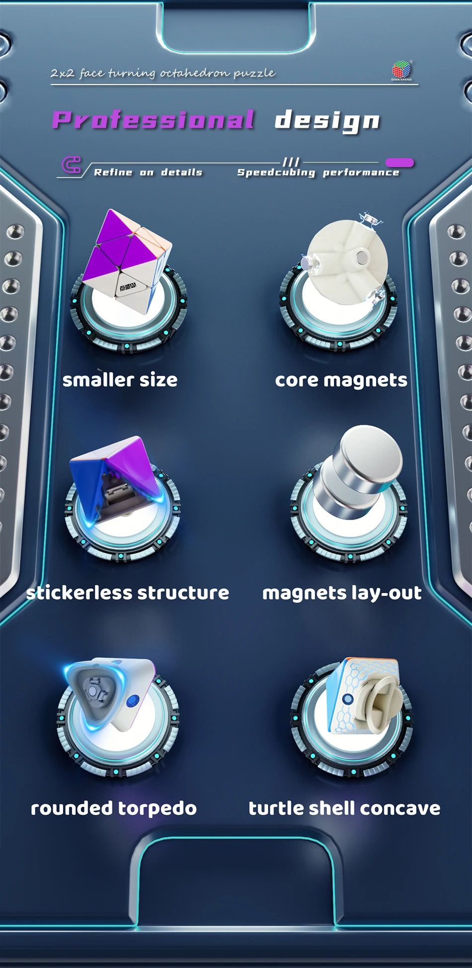 DianSheng Galaxy Cluster 2x2 FTO Magnetic Cube Toy