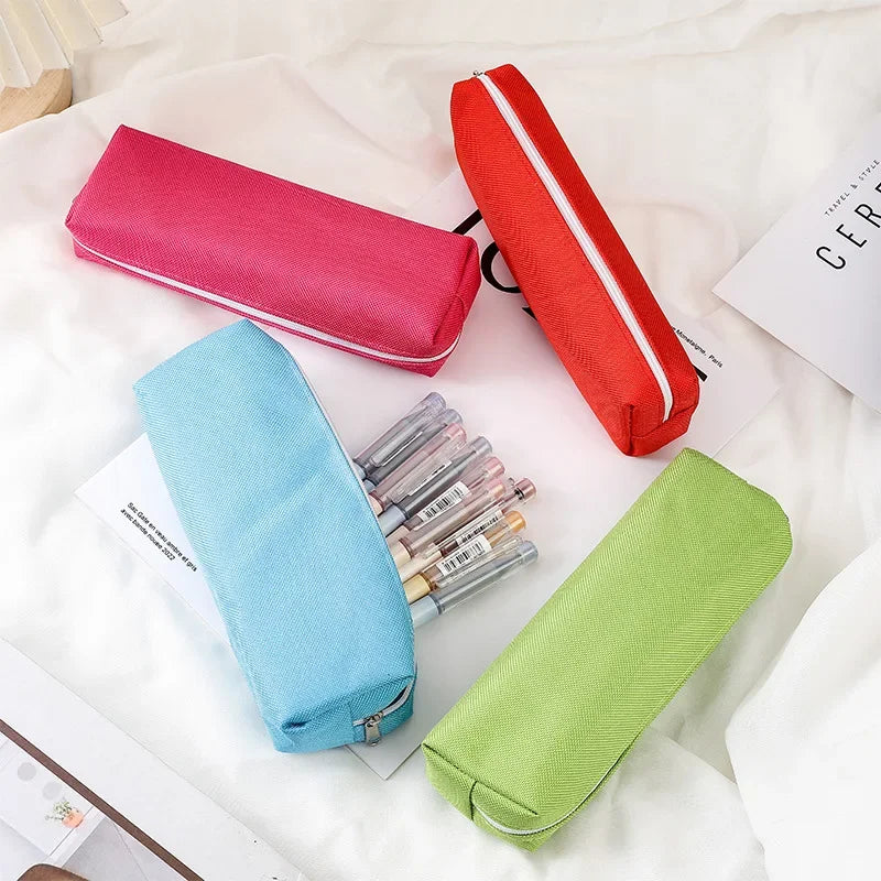 Simple Pencil Case School Supplies Pencil Cases Solid Color School Stationery Pencil Pouch Back To School
