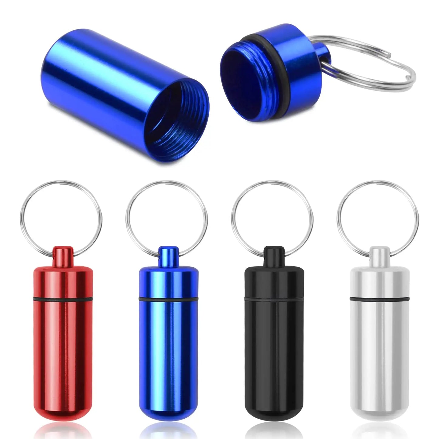 Waterproof Aluminum Pill Holder – Keychain Storage Container