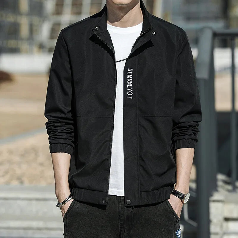 Men’s Autumn Stand Collar Jacket – Korean Style