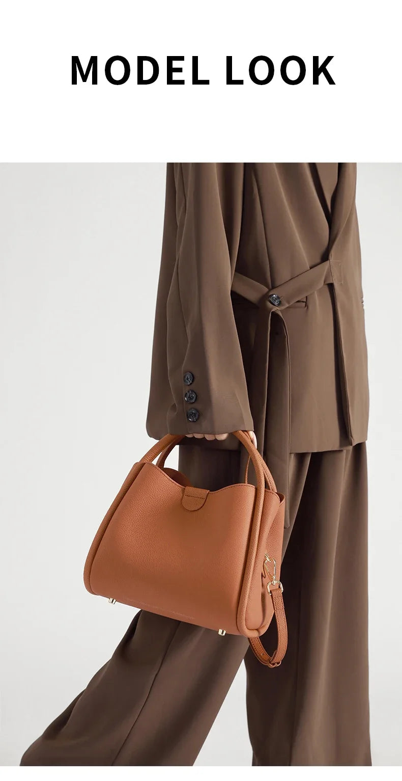 Women's Natural Cow Real Leather Shoulder Bag Ladies Retro Fashion Luxury Crossbody Bag Female Cowhide Commuter Handbag for Lady