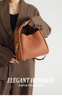 Women's Natural Cow Real Leather Shoulder Bag Ladies Retro Fashion Luxury Crossbody Bag Female Cowhide Commuter Handbag for Lady