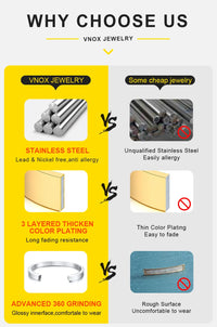 Vnox  Block Chain Bracelets For Women Cubic Zirconia Inlay, Gold Plated Fashion Charm Jewelry Gifts To Girlfriend