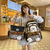 Large Capaci Children's School Bag Set for Girls Primary And Middle School Double oulder Bapa Sweet College Sle