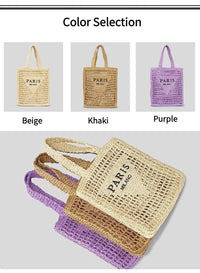 Women's Summer Beach Straw Style Tote Bag Handwoven Large Capacity Luxury Designer Travel Handbags Casual Portable Shoulder Bags