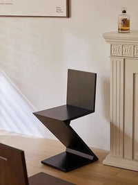 Zigzag Wood Chair Imitation Medieval Designer Z-shaped Dining Chair Creative Backrest Stool Home Nordic Chair for Bedroom