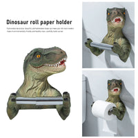 Resin Dinosaur Toilet Paper Holder WC Tissue Rack Punch-free Shelf Bathroom Wall-mounted Tissue Rack Roll Paper Hanger Rack for