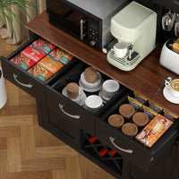 VOWNER 72" Tall Farmhouse Bar Cabinet with Sliding Barn Doors, Kitchen Pantry Storage Cabinet with Wine & Glass Racks