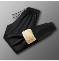 Pants for men in autumn and winter, thickened with fleece for outerwear, casual pants, warm lamb wool sports sweatpants