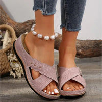 Women’s Wedge Sandals – Retro Slip-On Casual Shoes